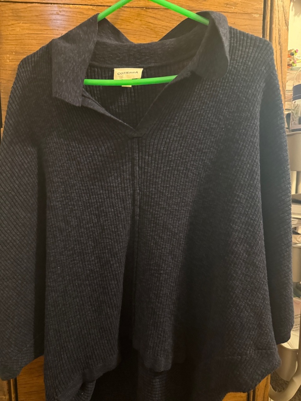 Cozy Collared Ribbed Knit Turtleneck Sweater - Navy